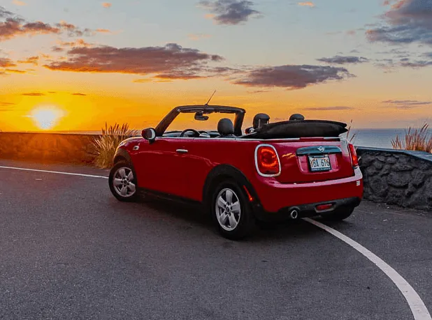 Red Mini Cooper exterior photo 2