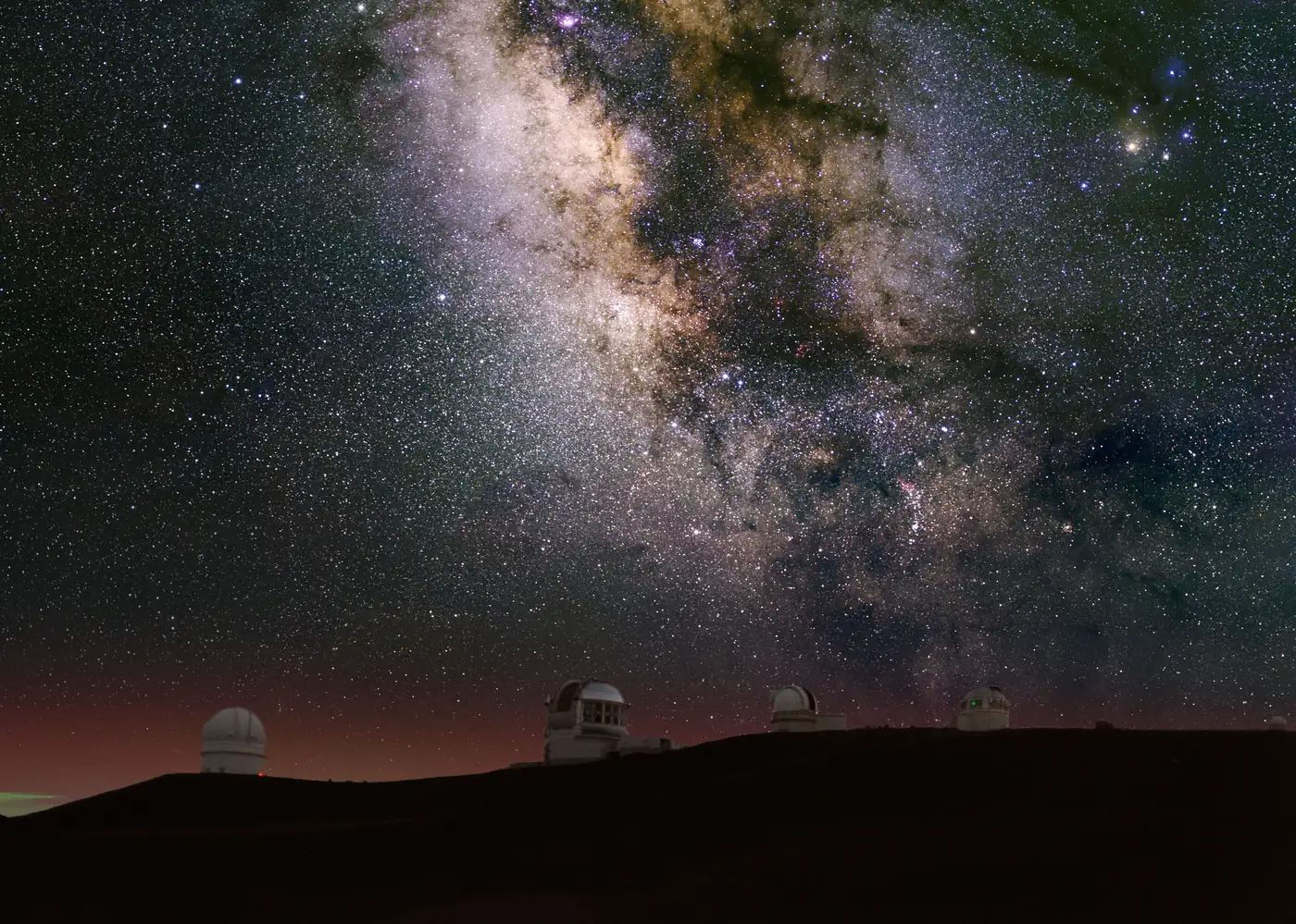 Milky Way over Mauna Kea observatories Big Island Hawaii