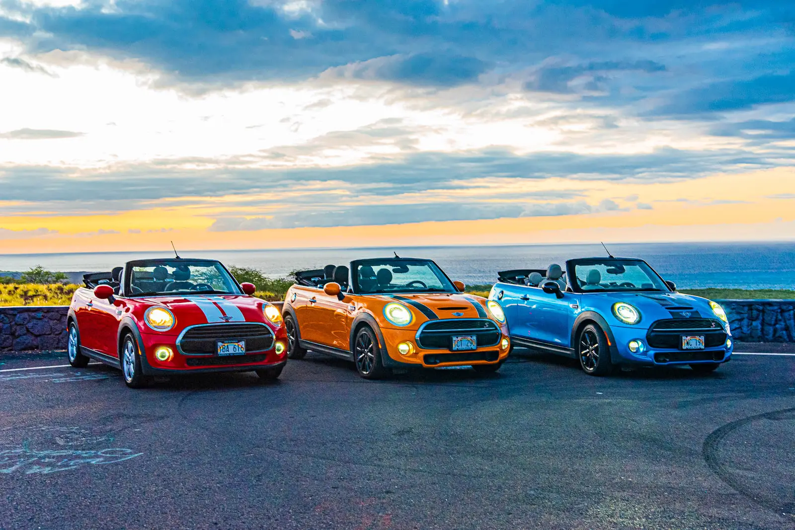 Mini Cooper fleet on the Big Island of Hawaii